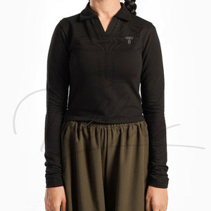 High Quality Women's <b>Crop</b> <b>Top</b>-Knitted Fabric Short Length Front Logo Breathable & Quick Dry Outdoor Use Best Selling - Product Image 2