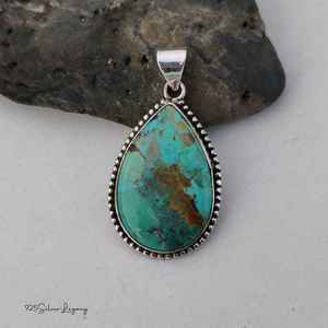 Natural Kingman Turquoise Gemstone Pendant 925 Sterling Silver Pendant Jewelry Handmade <b>Boho</b> <b>Necklace</b> For Women - Product Image 2