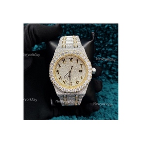 41MM nueva marca Iced Out reloj de acero inoxidable brillante hecho a mano ajuste busto abajo VVS Moissanite relojes para joyería de moda - Product Image 1