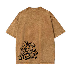 Wholesale <b>Camel</b> Stone Wash Oversized <b>T</b>-<b>shirt</b> Summer Drop Shoulder Cotton Made 240 GSM Acid Wash Tee <b>Shirts</b> Screen Printing logo - Product Image 2