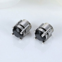 Boucles d'oreilles magnétiques classiques pour hommes en acier inoxydable avec zirconiums cubiques
