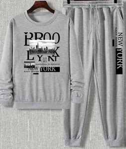 Conjunto de Sudadera con Capucha y Pantalones Térmicos Estampados para Hombre, Talla Grande, Cuello Redondo, Transpirable, de Secado Rápido, de Forro Polar - Product Image 5