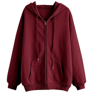 Sudadera con Capucha Extra Grande para Mujer, con Cierre, Color Gris Sólido, Tejido de Algodón, Informal, para Otoño, Largo Regular, Manga Larga - Product Image 6