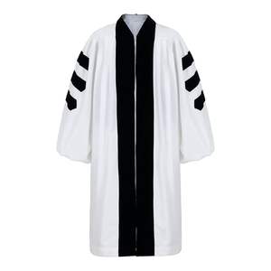 Noir pleine longueur fermeture éclair Robe confortable tissu doux col romain conception pour les ministres de l'église - Product Image 2