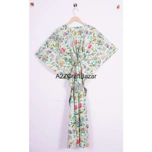 Evening Party Wear Women's Long Abaya <b>Dress</b> Hand Block Printed Kaftan Casual Middle Eastern Handmade Pure Cotton Summer Autumn - Product Image 5