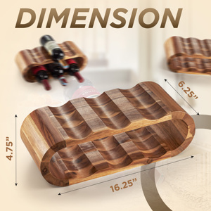 Porte-bouteilles de vin en bois OEM ODM, support de 6 bouteilles de vin, porte-bouteilles d'acacia - Product Image 2
