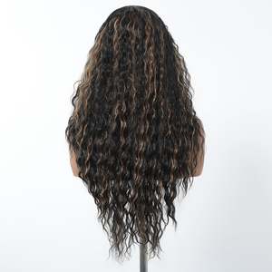 Peluca de Encaje DWY T-Part para Mujeres Negras, Marrón Oscuro con Reflejos Rizados, Encaje Transparente - Product Image 6