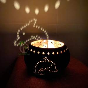 Lampe décorative artisanale en coquille de noix de coco naturelle COCO-ECO, décoration écologique pour la maison avec divers motifs, directement du Vietnam - Product Image 2