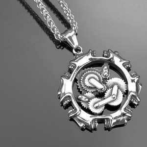 yunnique <b>Titanium</b> Steel Men's Pendant Necklace-Retro Punk Motorcycle Gear Fashion Wholesale - Product Image 2