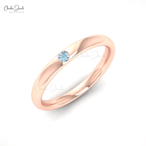 Producto de alta venta, anillo minimalista solitario de oro sólido de 14K, anillo de boda delicado de turmalina de corte redondo de 2mm de proveedor indio - Product Image 4