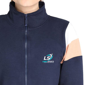 Survêtements d'hiver de haute qualité pour femmes avec Logo personnalisé nouveau décontracté toile solide motif en gros fermeture éclair décoration - Product Image 6