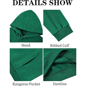 Sudadera con capucha de canguro para hombre, Sudadera con capucha de peso pesado verde oscuro, sudadera de manga larga con cordón, Sudadera con capucha de invierno, uso diario - Product Image 4