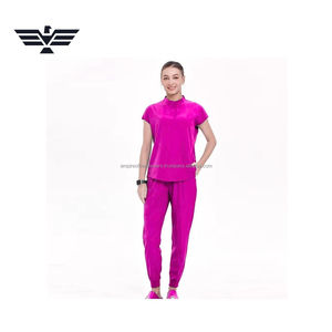 Womens Solid Color Cotton Woven <b>Scrub</b> Suits Comfortable Medical Top & Pants Uniform with Needle Detection - Product Image 5