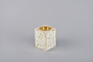 Handmade Luxury Square Mother Of Pearl Inlaid Bakhoor Burner With Elegant Leaf Pattern Floral Mop Inlay Portable Resin <b>Incense</b> - Product Image 5