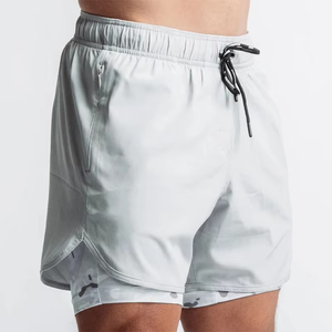 กางเกงขาสั้นออกกำลังกายสำหรับผู้ชายกางเกงขาสั้นระบายอากาศมีเชือกผูกสีทึบมีบริการ OEM ODM โลโก้ออกแบบได้ตามต้องการ - Product Image 2