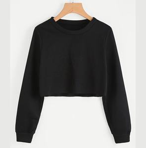 100% coton uni à manches longues femmes surdimensionné haut sweat recadrée chaud solide mode décontracté nouveau élégant respirant sweat - Product Image 2