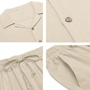 ชุดเซ็ตเสื้อเชิ้ตกระดุมและกางเกงขายาวทรงหลวม สีกากี สำหรับผู้ชาย สไตล์ลำลอง ระบายอากาศได้ดี เหมาะสำหรับฤดูร้อน ออกแบบตามสั่งได้ ขายส่ง - Product Image 5