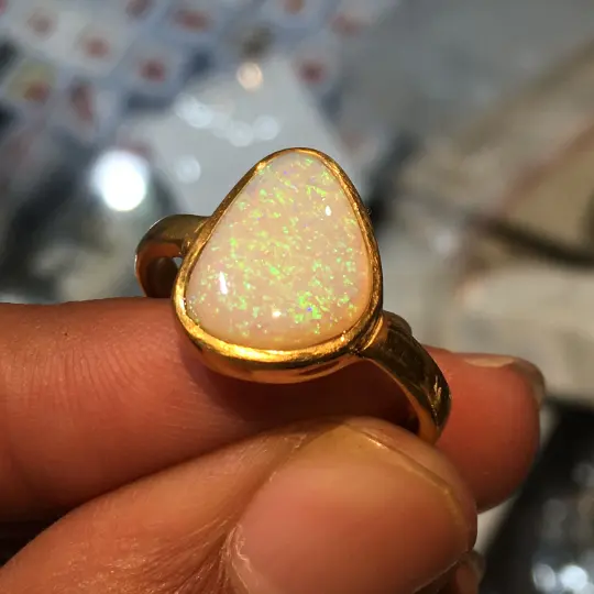 Manufacturer Opal Green Australian Opal Green Fire Stone Ring 925 Solid Sterling Silver Ring Opal Stone Size 14x12 mm Gift Ring