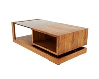 Mesa de Centro Moderna Personalizada de Madera Maciza con Altura Ajustable y Tapa de Cristal para Sala de Estar y Muebles para el Hogar de Hotel