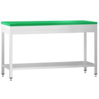 Table de travail professionnelle en acier inoxydable PREMIUM - 1800x700mm - avec étagère inférieure - avec renforts croisés - avec planche à découper verte