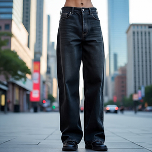 Pantalon en jean à broderie décontractée pour hommes, pantalon ample à déchirure décontractée vintage délavé, pantalon en jean à broderie décontractée pour hommes - Product Image 4