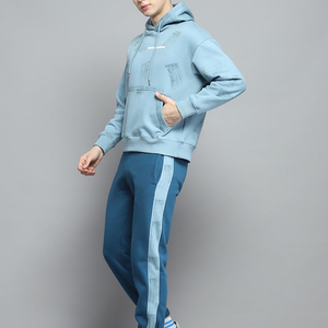 Conjunto de chándal de lana personalizado para hombre al por mayor, Sudadera con capucha y pantalones de chándal para correr, Colección estampada de invierno - Product Image 2