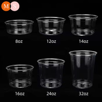 Récipient alimentaire en plastique transparent PET jetable imprimé de logo personnalisé en Offre Spéciale saladier tasses à crème glacée au yaourt avec couvercles