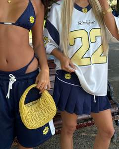 Ropa de calle personalizada, camiseta de fútbol Boxy Fit, camiseta a rayas con parche bordado de malla, Camiseta deportiva de fútbol de gran tamaño - Product Image 4