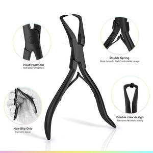 Le kit professionnel d'outils d'extension de cheveux noirs comprend des micro perles en acier inoxydable et une pince nano à 3 trous 4 pièces d'aiguilles à coudre de type C - Product Image 2