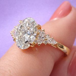 Offre Spéciale – Bagues en Or 14K pour Femme avec Diamants de Laboratoire Taille Ovale 1CT 2CT 3CT Certifiés IGI – Ensemble de Bagues de Mariage au Design Vintage – Bague Unique - Product Image 2