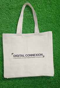 Sac fourre-tout en toile de couleur naturelle réutilisable avec logo imprimé personnalisé écologique avec poignée en coton sac d'épicerie recyclable - Product Image 5