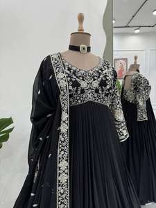 Nouvelle Collection Nouveau Fil Anarkali Faux Georgette Avec Séquence Broderie Robe De Travail Avec Dupatta Entièrement Cousu Prêt à Porter - Product Image 3