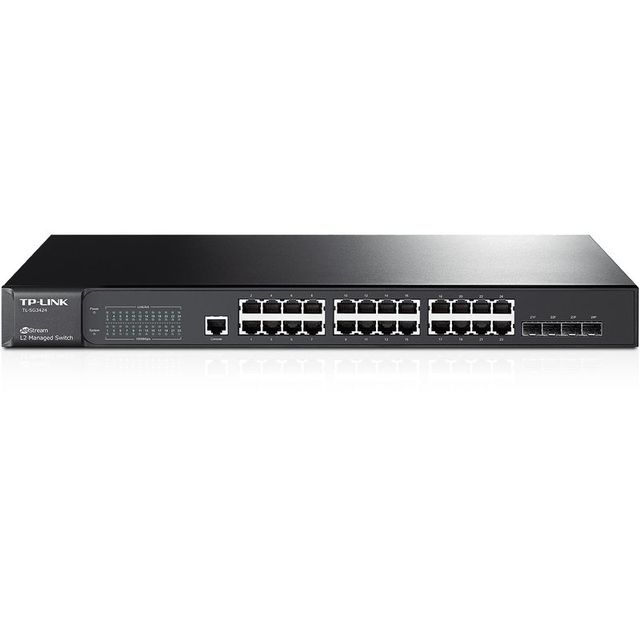 TP-Link TL-SG3424 24-Port 10/100/1000Mbps Managed Switch with 4 SFP POE SNMP QoS-Rack Mount Network Equipment