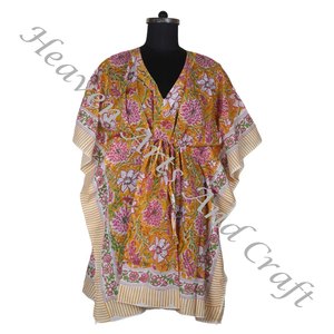 New Arrival 2024 Indian Hand Block Print <b>Kaftan</b> Robe KFCS174 Summer <b>Dress</b> Kimono Vacations Loose Fit <b>Dress</b> Women's Clothing - Product Image 1