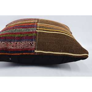 Luxury 16x16 Brown Wool Kilim <b>Pillow</b> Bohemian Patchwork Cushion Vintage Fluffy Pattern for Living Room Bedding <b>Christmas</b> Decor - Product Image 5