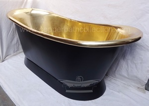 Bañera de latón con tapa enrollable independiente de estilo moderno, acabado negro mate con función de remojo para hoteles, fabricada en la India - Product Image 6