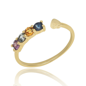 แหวนหัวใจอัญมณี925เงินสเตอร์ลิงดีไซน์ไม่เหมือนใครเครื่องประดับชุบทอง - Product Image 3