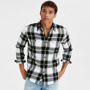 Vente en gros de chemise décontractée en flanelle pour hommes personnalisée à carreaux brossés épais et chauds 100% coton à col montant pour le printemps - Product Image 2