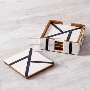 Medio y medio patrón de madera y resina El mejor posavasos de té Comprar al fabricante exportador indio STAR CRAFTS INDIA - Product Image 2