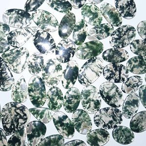 Pierre précieuse en vrac d'agate de mousse de quartz vert naturel faite à la main pour la fabrication étonnante de bijoux - Product Image 3