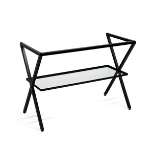 Chevalet métallique de 80 cm avec étagère en verre pour articles de bain et toilettes - Product Image 2