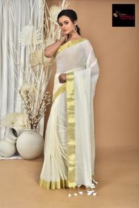 Sari de Algodón MAL de Verano, Tejido Liso Teñido, Ecológico, Ligero, de Secado Rápido, Vestido para Niñas, Bodas y Ocasiones Especiales, 400 g/m² - Product Image 3