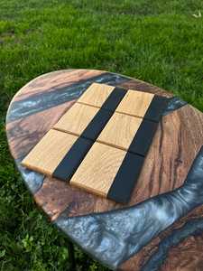 Ensemble de sous-verres de luxe en résine et en bois Fusion artisanale de bois naturel et d'époxy cristallin pour une table élégante et moderne - Product Image 6