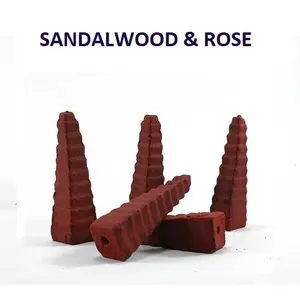 Natural Sandalwood & Rose Pyramide Backflow Incense Cones Wholesale Supply at Leading Price ( Red )