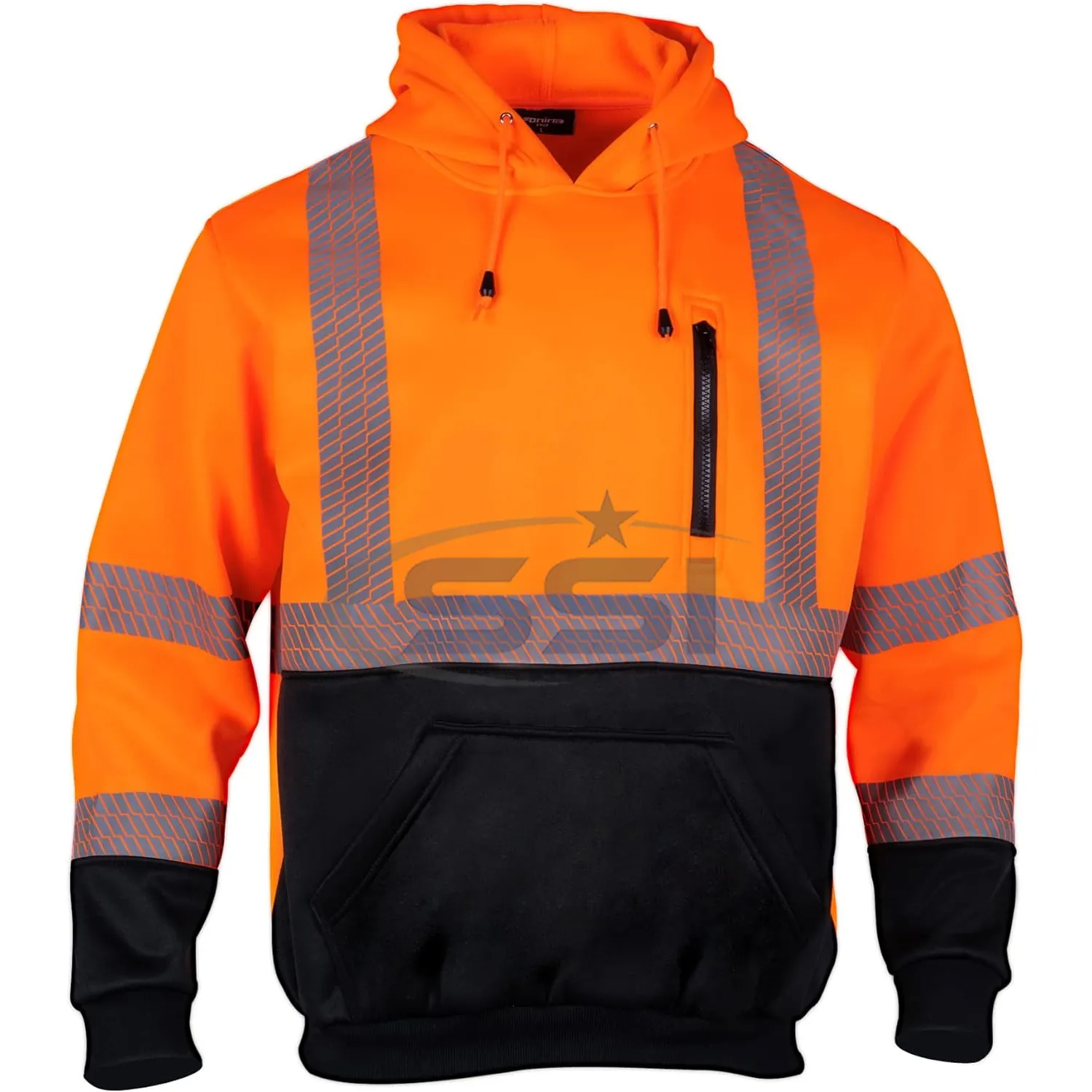 High Visibility Reflective Safety Fleece Sweatshirt Hoodies for Men ANSI Class 3 Hi Vis Pullover Hoodie Jacket Orange