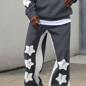 Tracksuit Sweatsuit Custom Puff Print Tracksuit And Flare Sweatpants Set Sweat Jogger Stacked Pants Track <b>Suit</b> Set For <b>Men</b> - Product Image 5