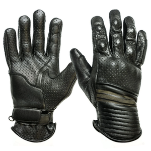 Summer Perforated Motorbike Genuine Leather Black Gloves Motorcycle Auto Racing Wear Leather Gloves For Men - Product Image 1