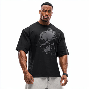 Gym Drop Shoulder Tee Shirt Men Custom Printed Workout Fitness Wear T Shirt Men's Short Sleeve Gym Printed T Shirts Mens - Product Image 1