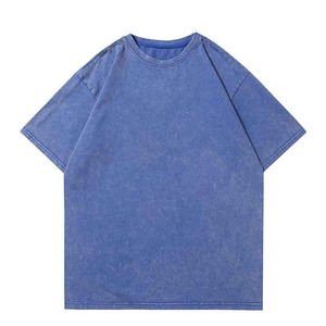 Camiseta de manga corta en blanco informal personalizada de peso pesado de alta calidad de gran tamaño 100% algodón Vintage lavado con ácido para hombres - Product Image 3