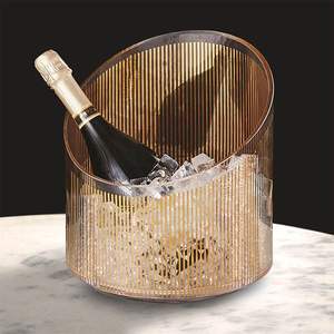 Seau à glace moderne en acier inoxydable à double paroi d'une capacité de 5L de haute qualité pour refroidir les pinces de mariage à vin de Champagne incluses - Product Image 6